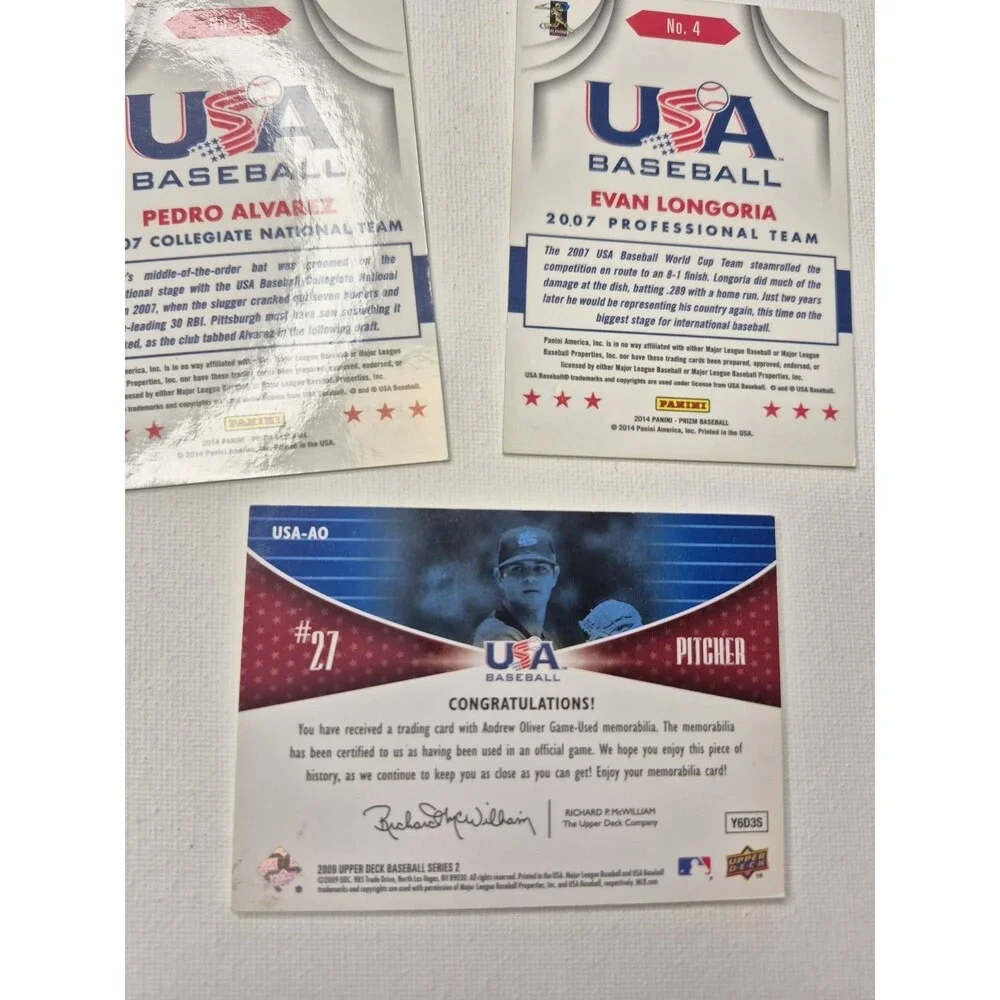 USA Baseball Card Lot Panini Prizm Pedro Alvarez Evan Longoria + Andrew...